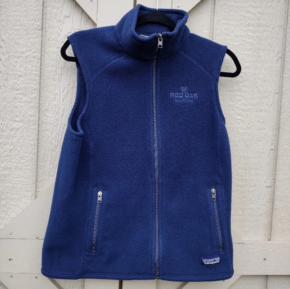 Patagonia Womens Vest Large Synchilla Blue Fleece 2 Pocket Full Zip 25905 LOGO - Picture 1 of 10
